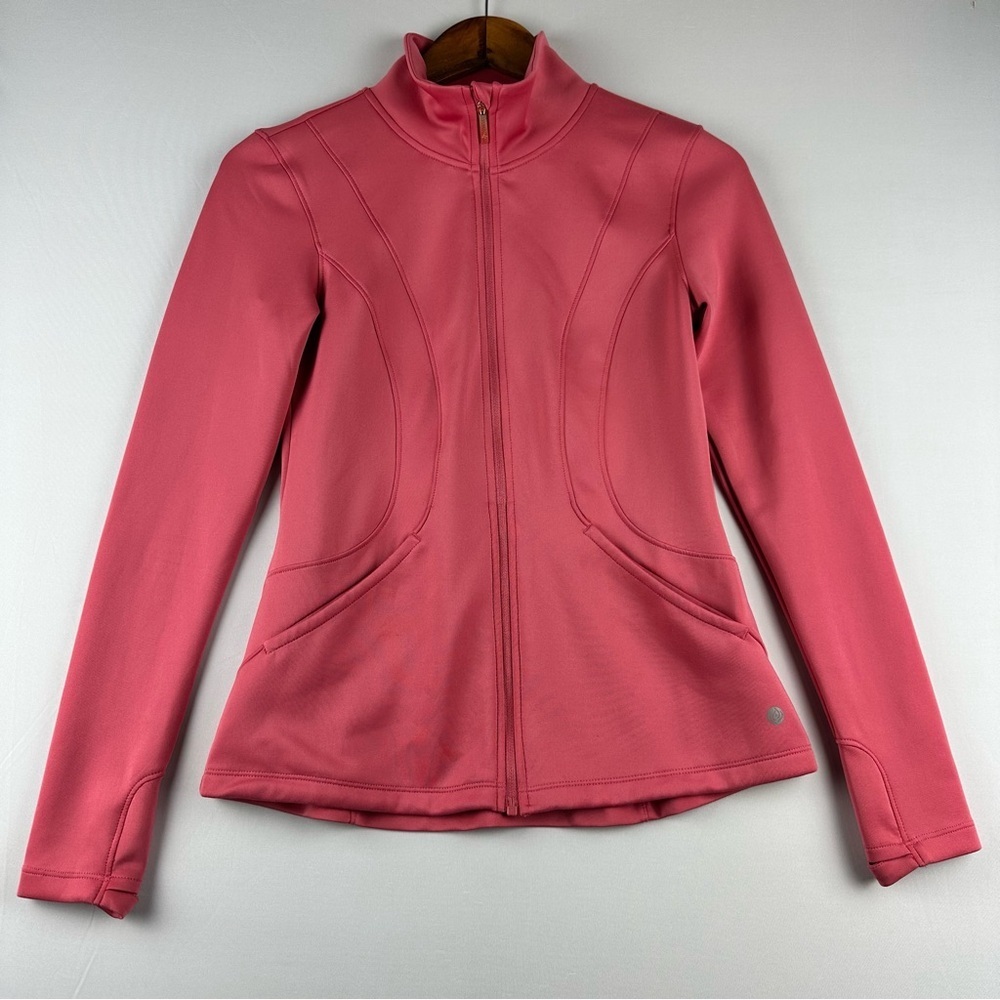 Apana Zip Up Jacket Pink Athletic Yoga Lightweight Fitted - Picture 2 of 14